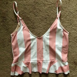SM Pink + White Scoop back top.